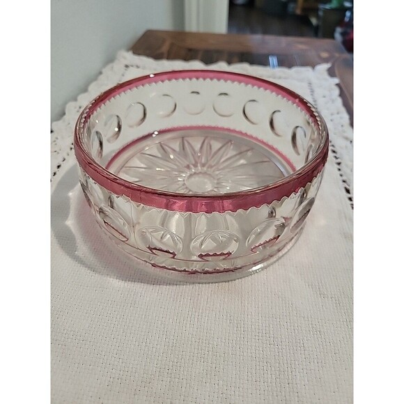 Vintage Kings Crown 6” Candy Box Ruby Cranberry Flashed W/Lid Cottage Grandma - Picture 4 of 12